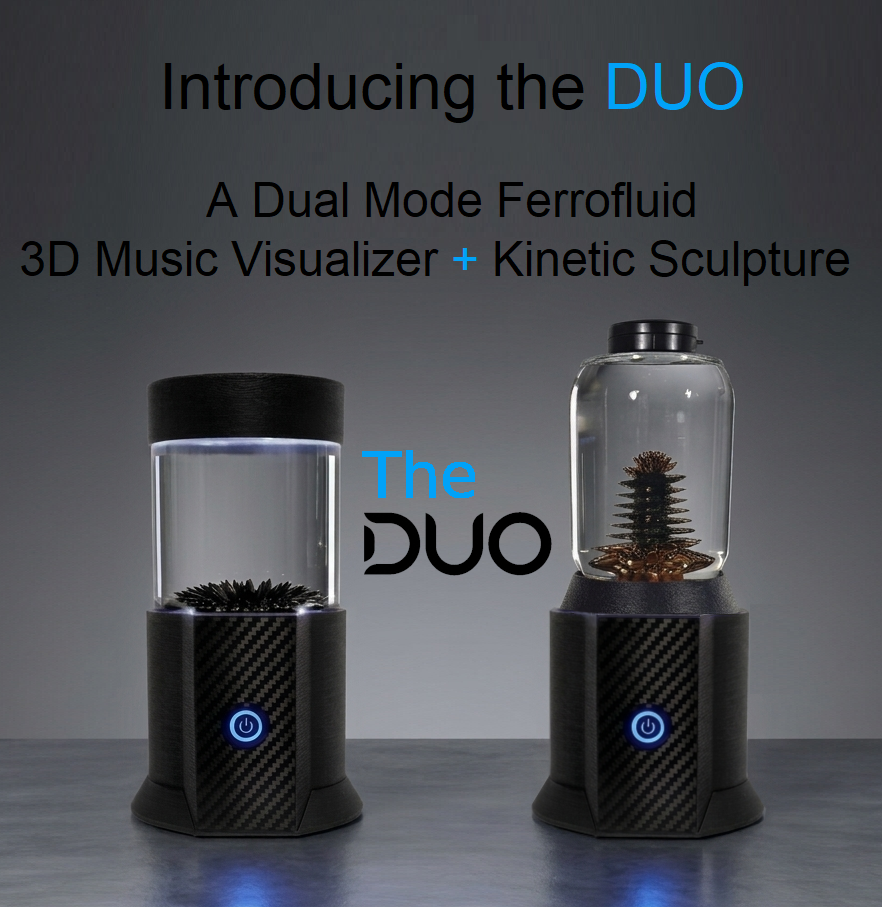 The DUO shifting ferrofluid visualizer animation